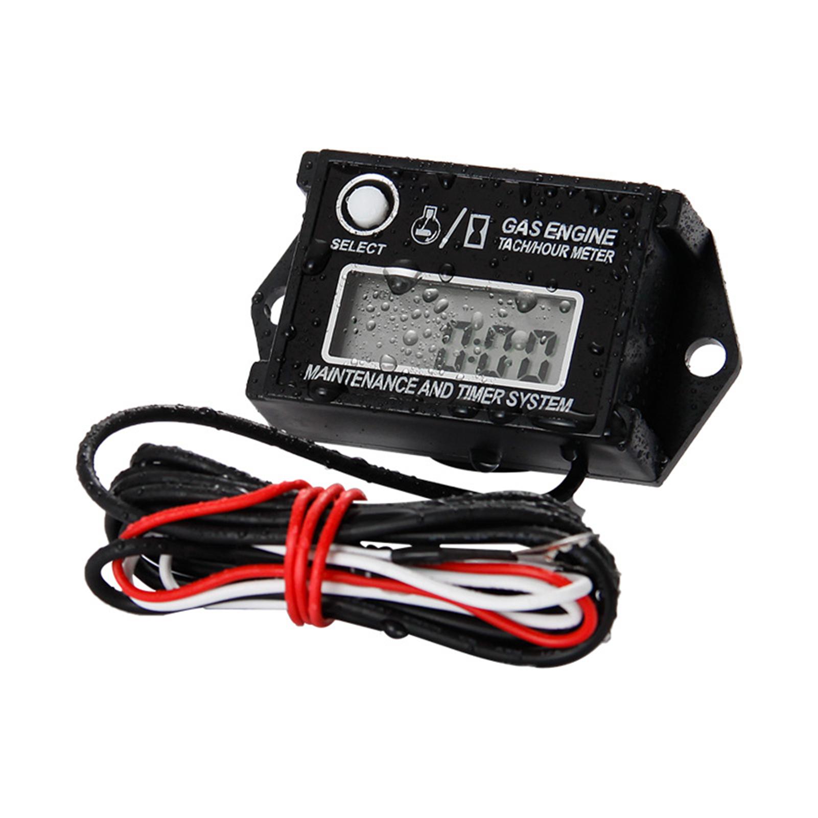 

LCD Digital Tachometer Gas Engine Tach/Hour Meter Resettable RPM Tester for 2/4 Stroke Engine Motorcycles with Maintenance чёрный