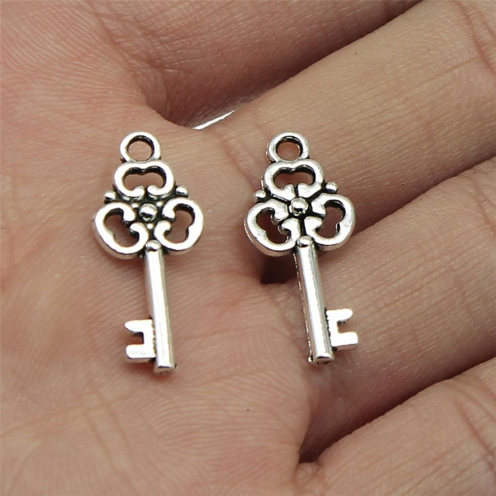 10pcs Antique Silver Color Vintage Key Charm Pendants Jewelry Accessories Retro Key Charms For Jewelry Making DIY