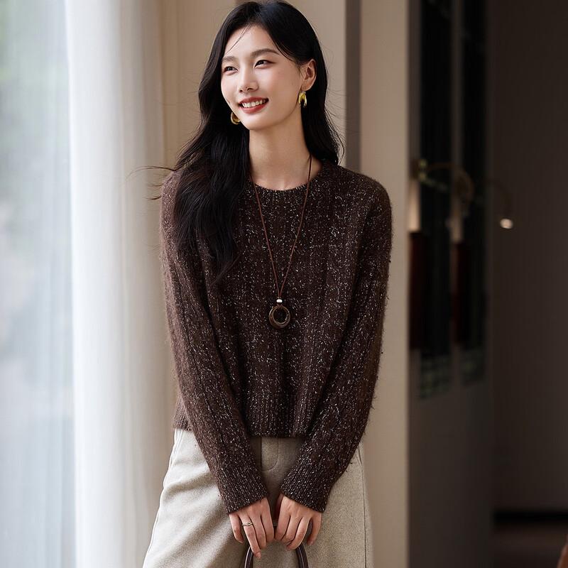 Shexi Wool-Blend Sequined Cropped Knit Sweater