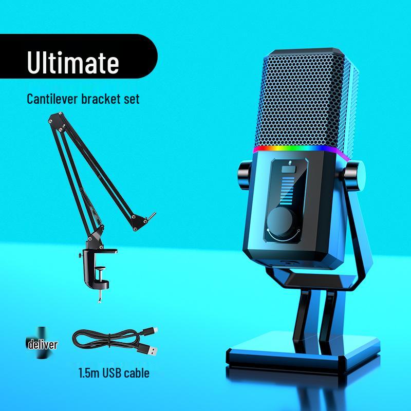 USB Noise-Reduction Condenser Microphone for Gaming, Desktop, Online Classes, and Conferences