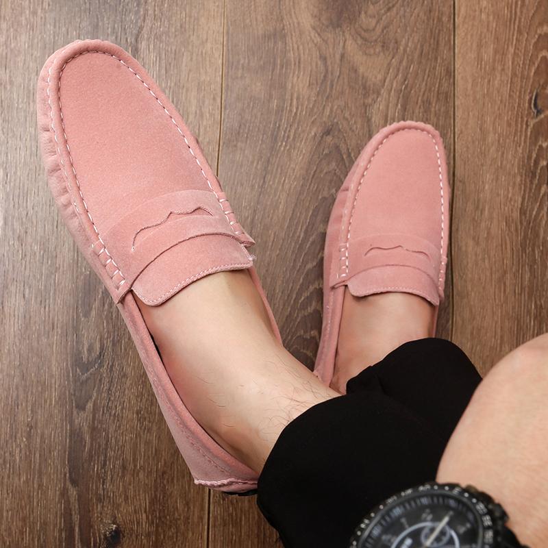Comfortable Slip-on Driving Shoes Classic Suede Leather Men's Loafers Soft Bottom Male Moccasins Handmade Color Dress Flats