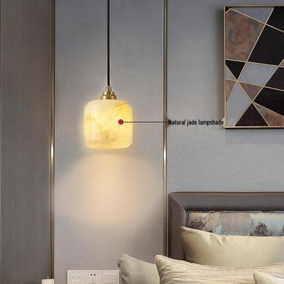 2024 Jade Marble Lantern Pendant Light for Bedroom, Tea Room, Bar, and Restaurant Decor