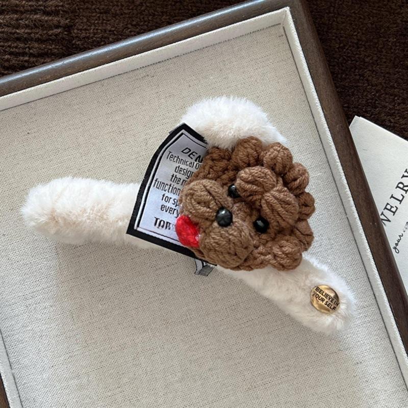 Plush cute puppy large grab clip autumn and winter versatile fluffy disc hair shark clip cartoon fluffy hairpin