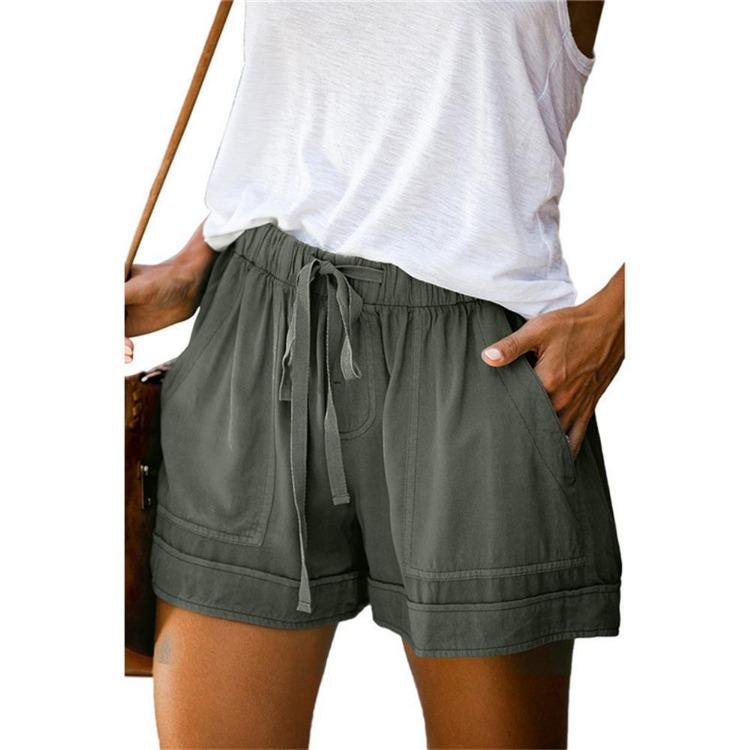 Plus Size Women Casual Loose Shorts Pants Elastic Waist Drawstring with Pockets