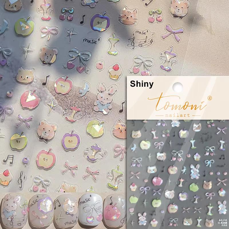 Lovely Strawberry Rabbit Cartoon 5D Embossed Reliefs Self Adhesive Nail Art Decorations Stickers 3D Manicure Decals