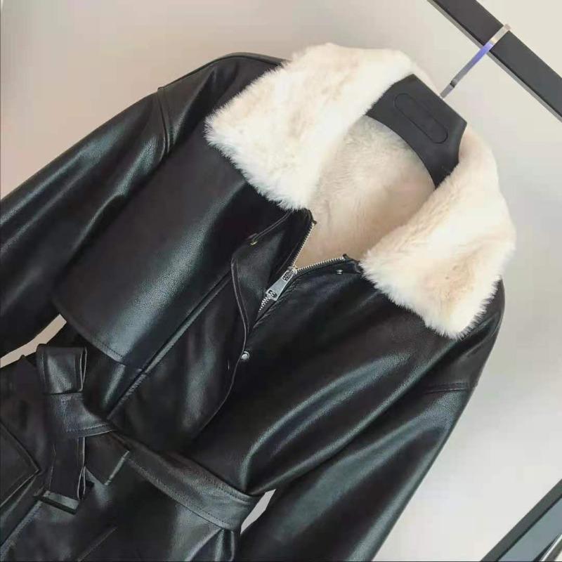 Lamb Fur Jacket Women's Winter New Loose Velvet Thickened Retro Pu Locomotive Clothing
