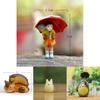 Cartoon Under The Street Lamp My Neighbor Totoro Resin Figurine With Umbrella Creative Decor For Gift And Collectors