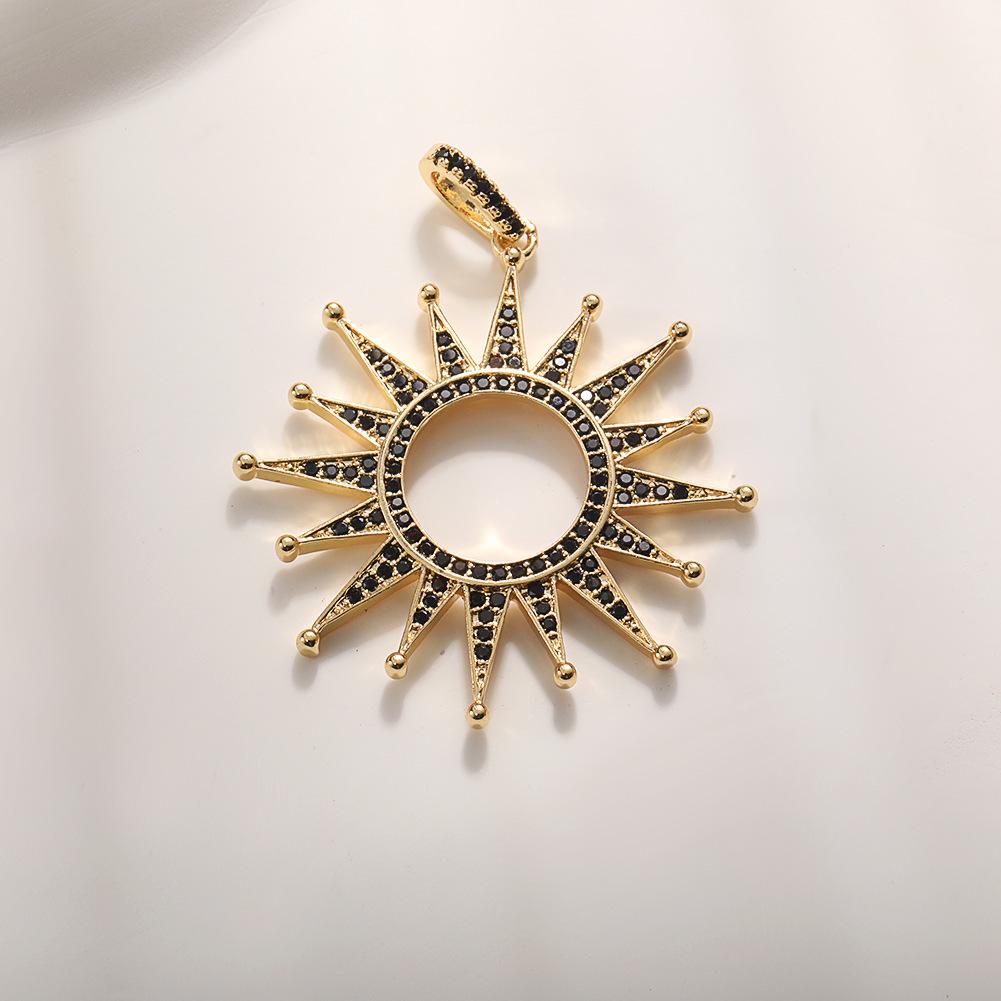Trendy Sun Pendant Copper Gold-Plated Drip Oil DIY Jewelry: Necklace, Bracelet, Earring Accessories for Women