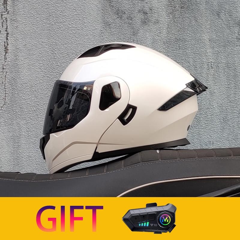 ORZ Motorcycle Helmet Modular Flip Helmet Dual Lens Full Helmet Comes with Bluetooth Earphones Model 103
