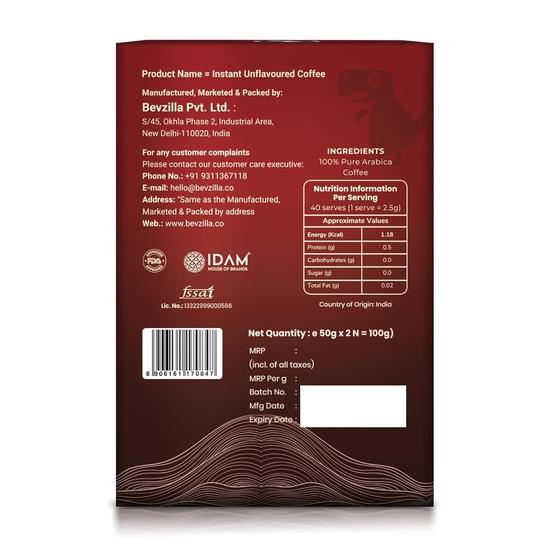 Bevzilla 100 Grams (50 Gm X 2 Bags) Premium Classic Strong Coffee Powder | Make 50 Cups| Best for Espresso, Latte & Cappucino| Enjoy Hot & Cold Coffee