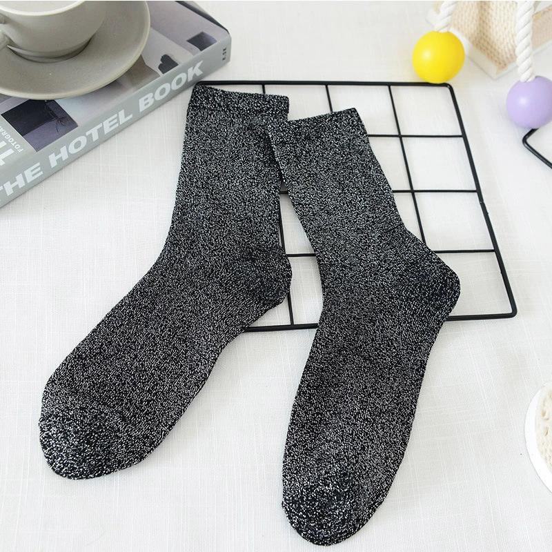 Korean Women s Spring Knitted Cotton Solid Color Thin Breathable Crew Socks One size