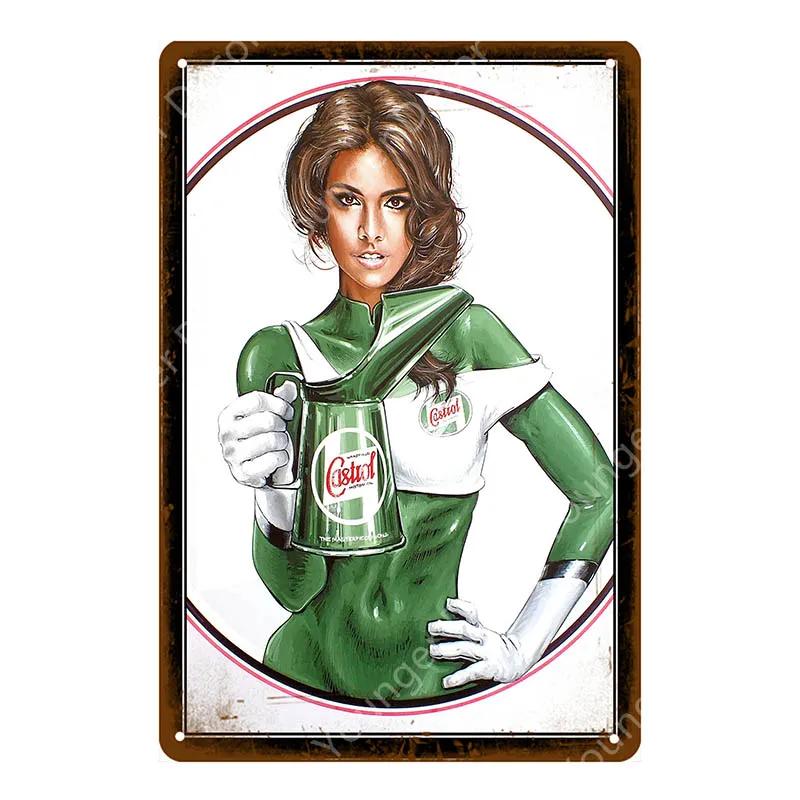 Vintage Texaco Motor Oil Signs Sky Chief Castrol BP Metal Poster Wall Art Painting Plate Garage Gas Gasoline Station Decor YJ