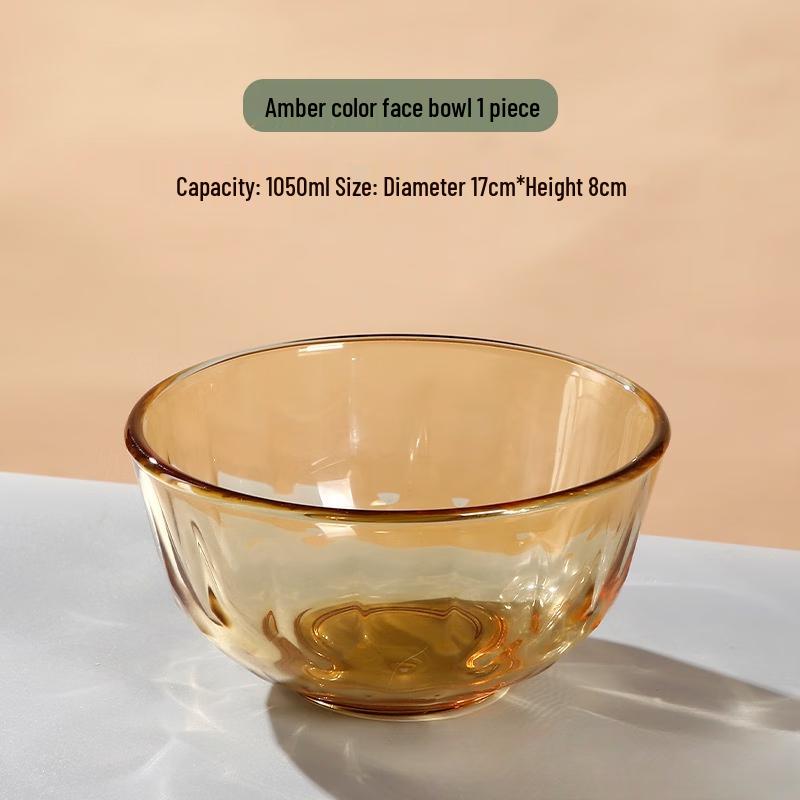 Янтарная стеклянная миска для лапши и салата, безопасная для микроволновой печи