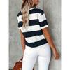 Short Sleeve Striped T-Shirt, Crew Neck Casual Top For Summer & Spring, Women's Clothing