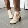 Girls' Shoes Women Pumps Solid Buckle Round Toe Lolita Shoes Square Heel Ankle Strap Shoes Woman High Heel Shoes Plus Size 32-43