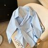 Vår Sommer Designer Uregelmessig Langermet Pikétrøye Dame Tunika Hvit Elegant Basis Topp Bluse Dame Arbeidsklær Skjorter