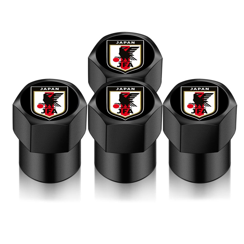 4PCS DIY Universal For Japan National Soccer Team Car Wheel Tire Air Valve Caps Stem Car Stickers For Cars Motor Auto Accessories Decor Gift