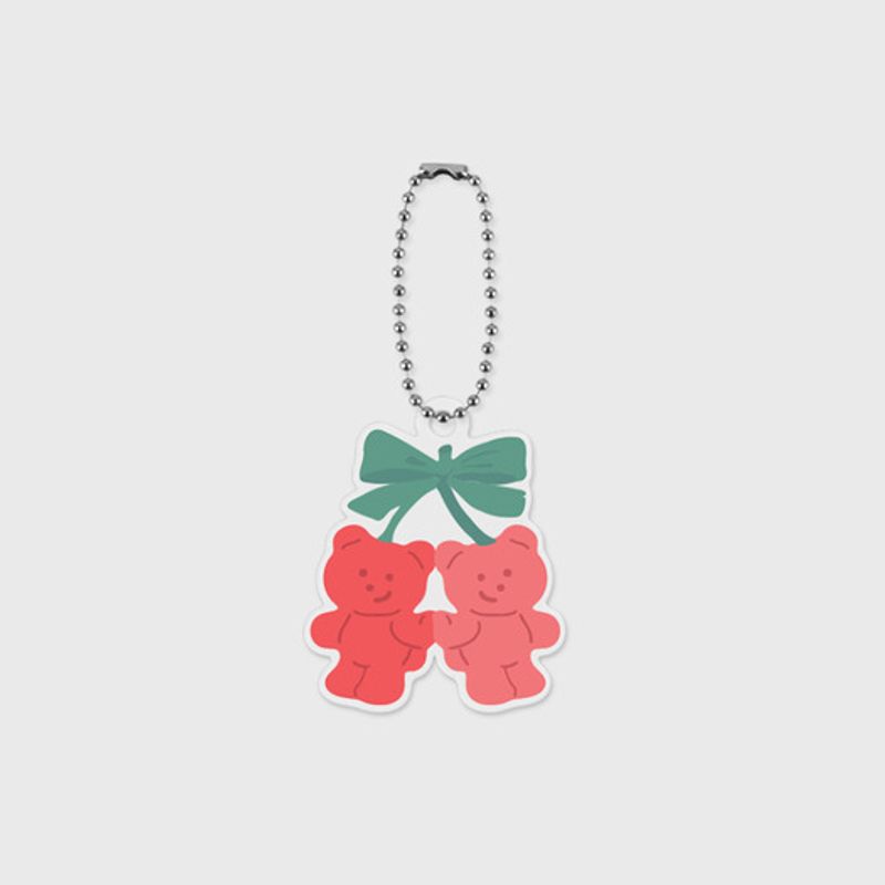 

theninemall red cherry ribbon gummy acrylic keyring single