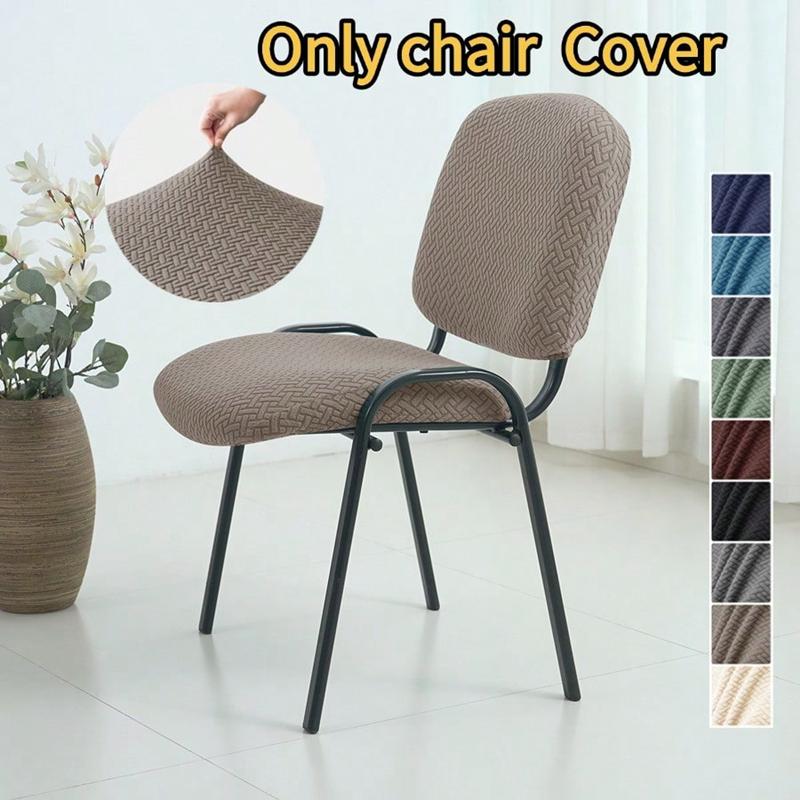 Yto Household Items Unisex 2Pcs/Set Solid Color Folding Dining Chair Cover Jacquard Office Chair Backrest Seat Covers Jacquard Seat Slipcover Party Wedding