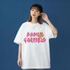 Garfield & Odie "DANCE GARFIELD" Graffiti Print Short Sleeve T-Shirt, American Streetwear Brand Heavyweight Cotton Loose Fit Oversized Couple Top