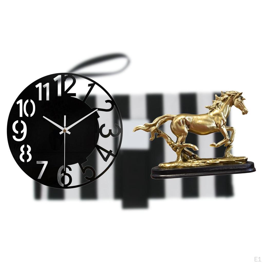 Decorative Wall Clock Sculpture Figurine Artwork Collectible Art Ornament for Hotel Office Home