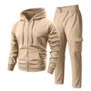 Men's Hoodie and Cargo Jogger Pants 2-Piece Set Casual Sportswear Suit for Outdoor Activities