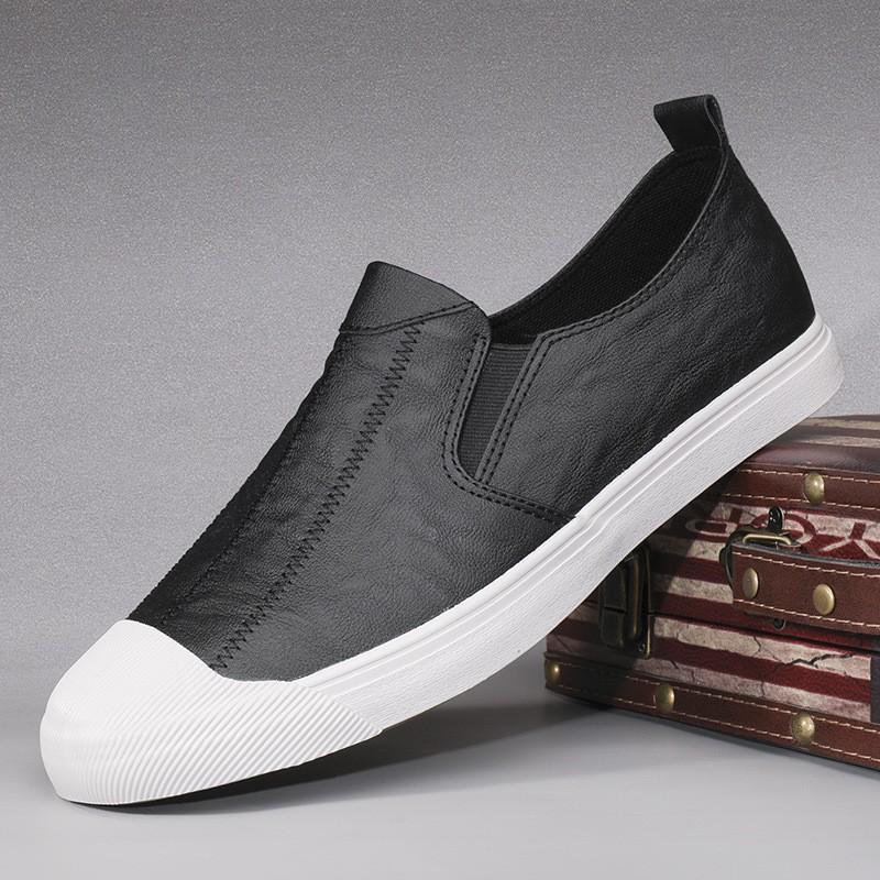 2026 Spring Men's Casual Trendy Leather Slip-On Low-Top Shoes