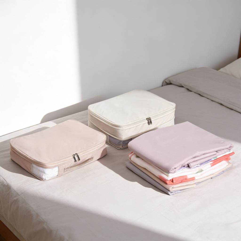 Antibacterial Bed Sheet Organizer Bag, Large Capacity Clothes Storage Box with Window, Quilt Blanket Comforter Storage Bag for Home
