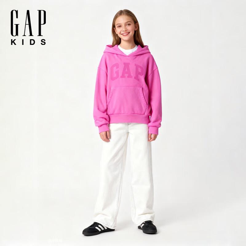 Gap Girls 2025 Fall Logo Fleece Pocket Hooded Sweatshirt L