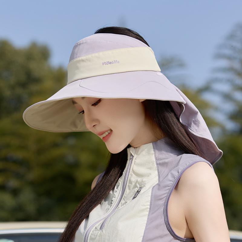 New summer sunscreen sun hat showing face small fashion versatile sun hat children's big eaves shawl neck bucket hat