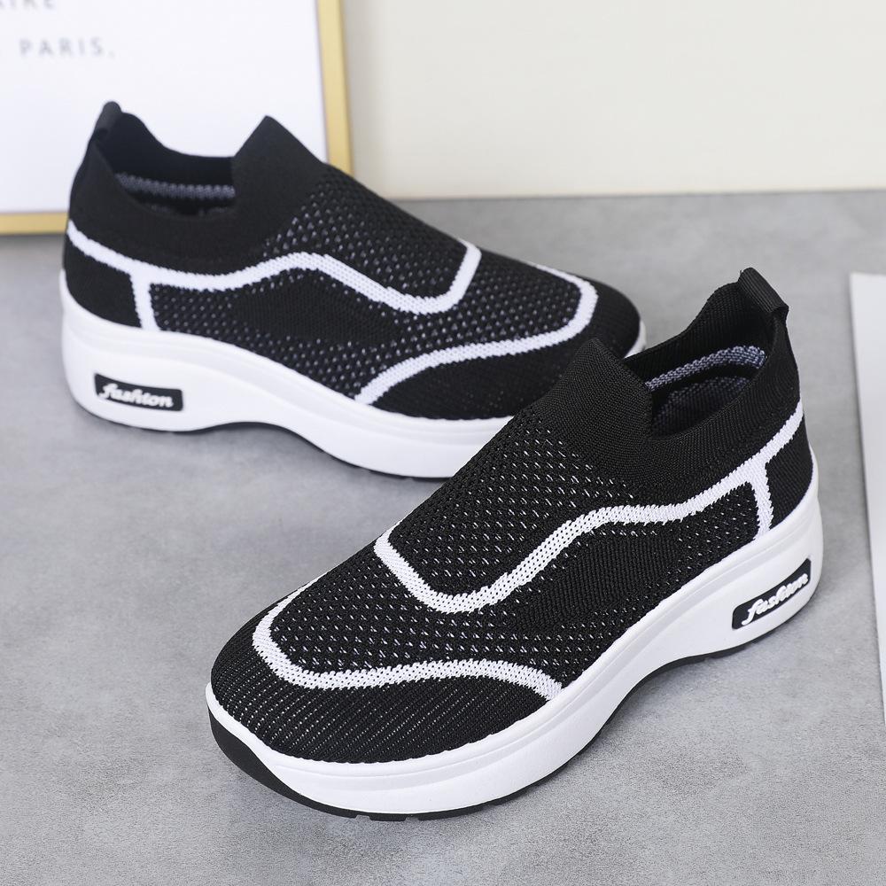 24-Year-old New Mesh Breathable Casual Shoes Heightened Thick-soled Non-slip and Wear-resistant Elderly Walking Shoes One-pedal Mother Shoes