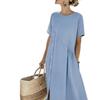 New Spring Summer Waist Cinched Side Button Drawstring Dress, Lazy Casual Vacation Dresses for Women Europe America Crossborder