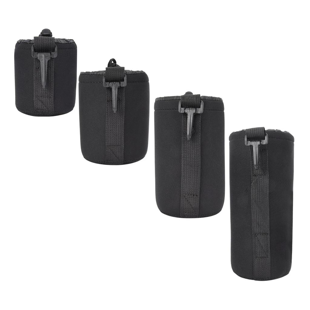 4PCS S M L XL Portable Neoprene Black Elastic Shock Absorption DSLR Camera Lens Cover Storage Bag
