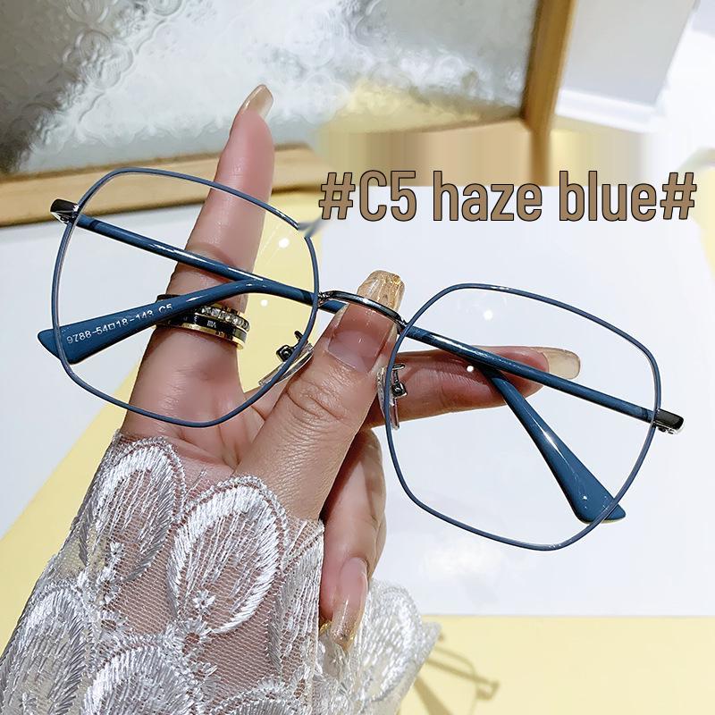 Korean Style Anti-Blue Light Glasses: Trendy Retro Round Face-Slimming Design for Women and Men, Available with Prescription Lenses.