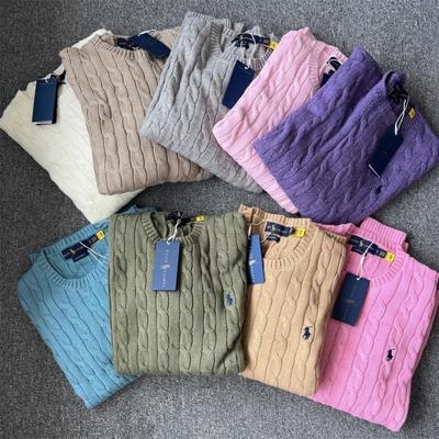 EastRogue Round Neck Pullover Sweater for Couples In Autumn and Winter, Small Horse Cable Knit Wool Sweater, Fashionable and Versatile.