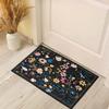 Door Mat Black Background Vibrant Wildflower Pattern Non Slip Washable Rug for Entryway Bathroom Home Decoration
