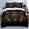 Vintage Gold Ornate Skull Baroque Duvet Cover Set Black Luxury Gothic Bedding Includes 1 Duvet Cover And 2 Pillowcase Gift