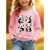 European Sizes Kids' Cartoon Print T-Shirt, Stylish Long-Sleeve Top for Kids, Featuring a Cartoon Panda Design, Suitable for Everyday Casual Wear