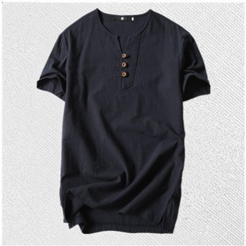 T-shirt men's, Chinese style men's clothing plus fat large short-sleeved fat man large size loose cotton and linen summer T-shirt men's