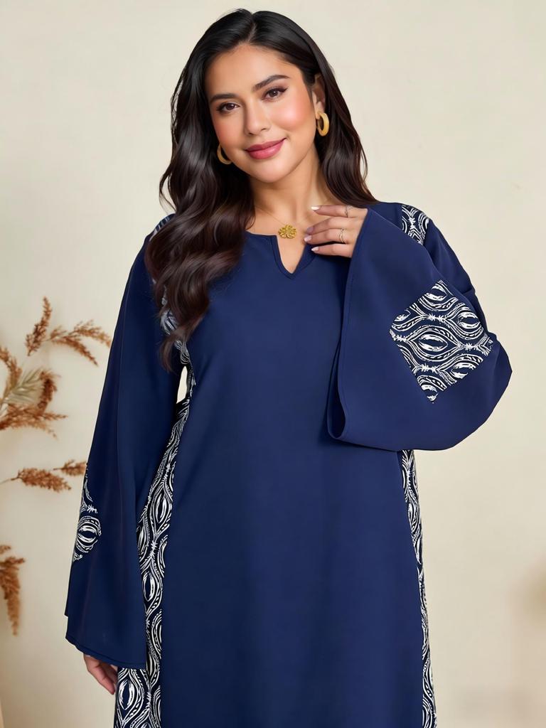 Eid al-Adha Arabic Patchwork Plus Size Party Dress
