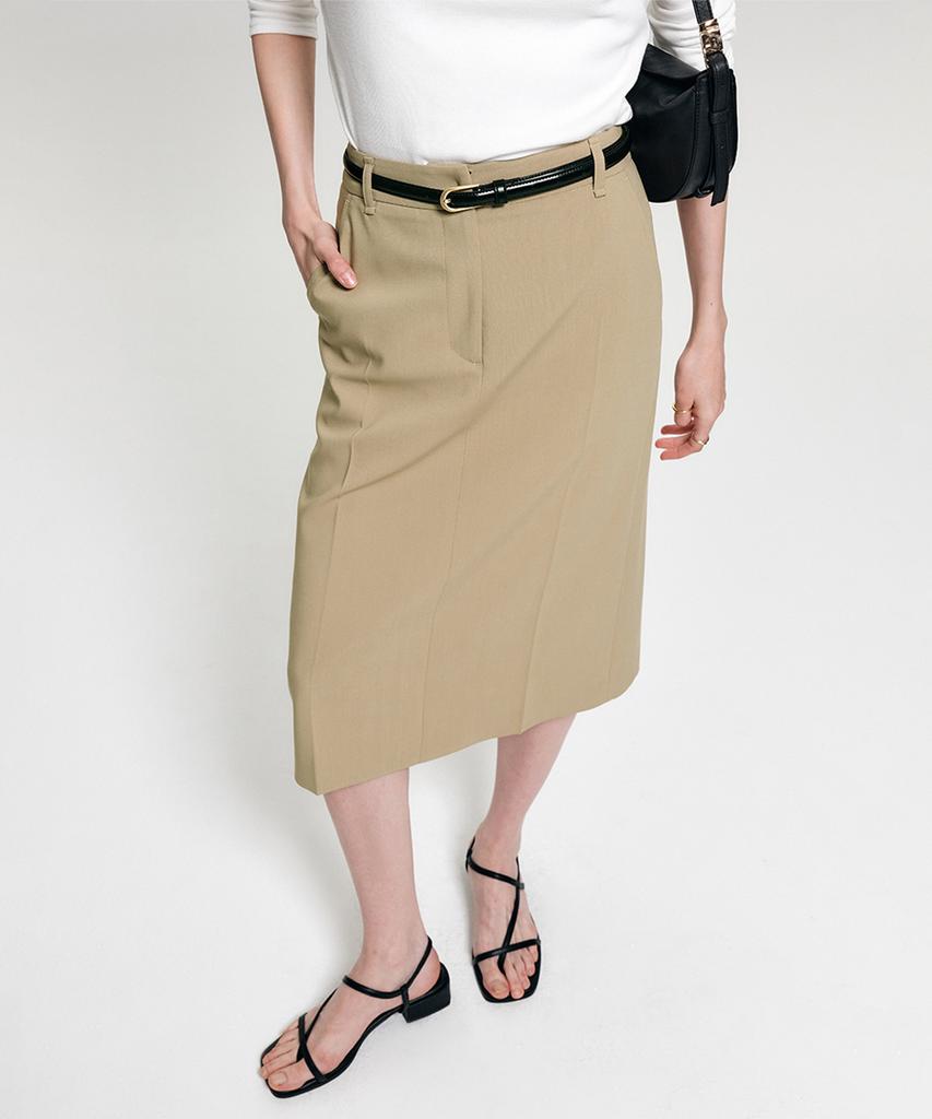 Lugkaeseuteu Seren H-Line Midi Skirt_Beige / Seren H Line Midi Skirt_Beige
