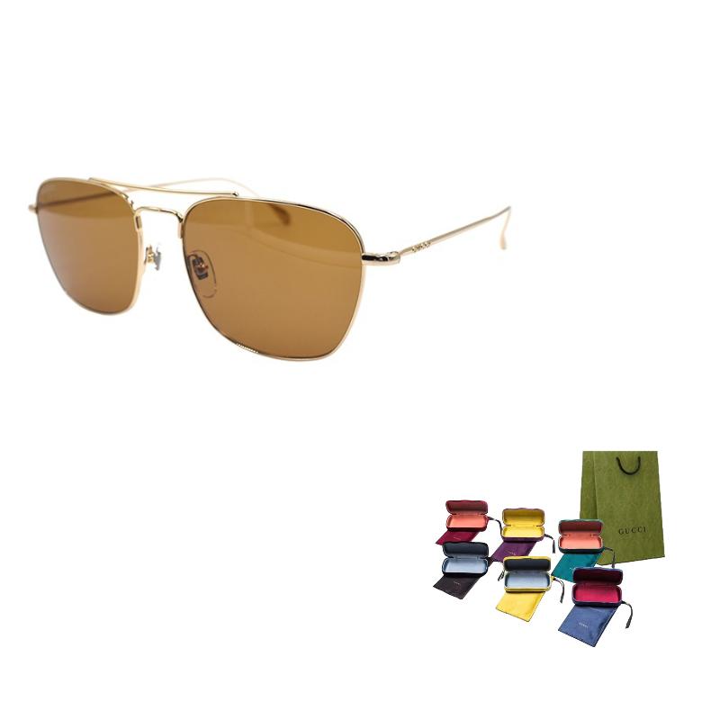 GUCCI Eyewear Aviator Frame Holiday Travel Sunglasses GG1183S Men's Gold/Dark Brown