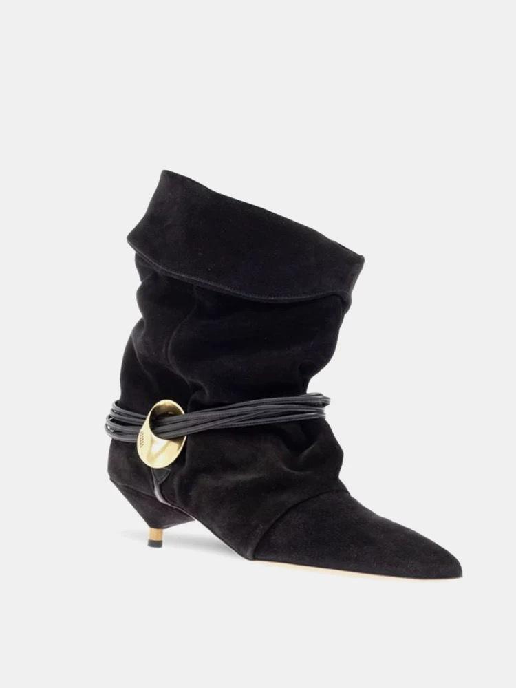 Sheepskin Version~ Retro Niche Suede Round Head Flat Bottom Thin Boots Small Short Boots Women's 2025 Autumn and Winter Versatile Bare Boots