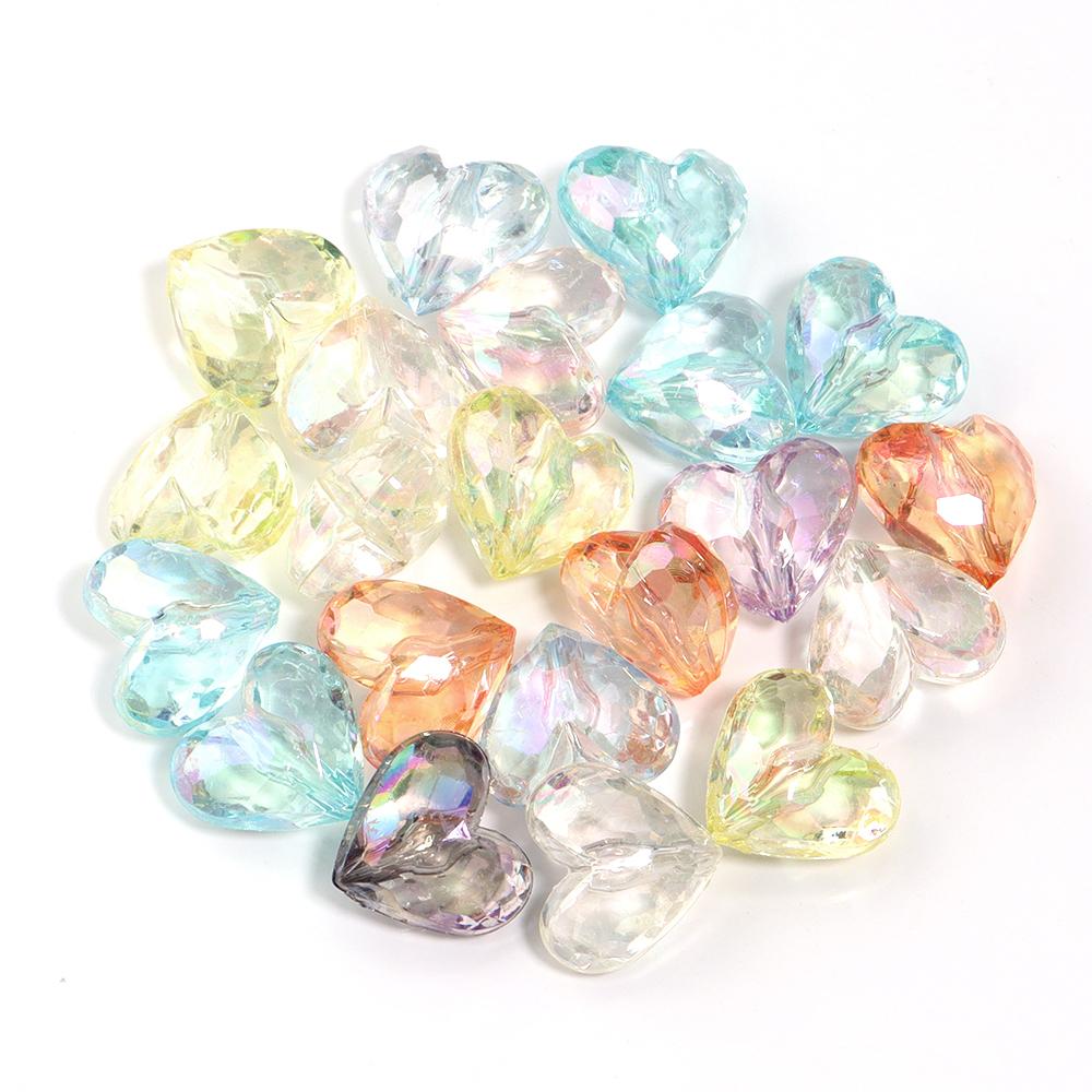 20Pcs 17x19mm Colored Acrylic Cut Heart Beads Large Hole Loose Beads For DIY Fashion Bracelets Phone Chain Making Accessories