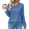 Damenmode Lässig Einfarbig Plissiert Bequem Rundhals Locker Langarm T-Shirt Oberteil
