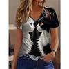 Women's T Shirt Cat Graphic Animal Stylish Classic Casual Short Sleeve Crew Neck Regular