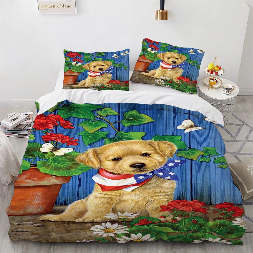 

Пододеяльник с акварельной собачкой размера King Queen 3D с милым бегущим питомцем и щенком, комплект постельного белья для детей, подростков, взрослых, лабрадоров, одеяло, чехол 70x133cm 2pcs
