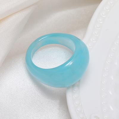 Korean Ins Jewelry Retro Color Resin Ring Men's Geometric Average Size Simple Trend, Index Finger Ring Spot