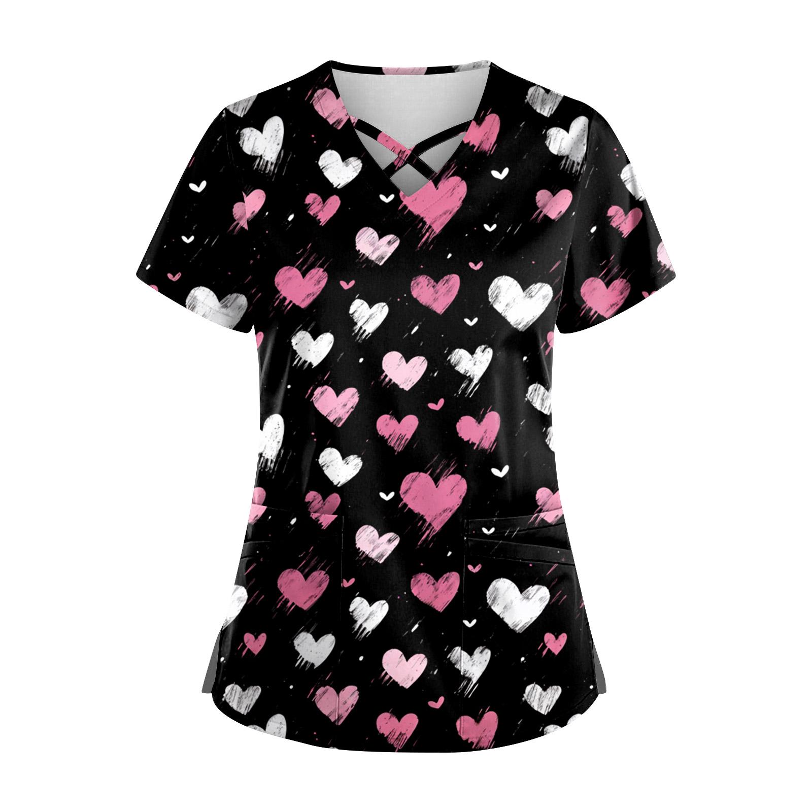 

Женский топ с коротким рукавом, ступенчатым V-образным вырезом, принтом и карманом, быстросохнущий XXXL