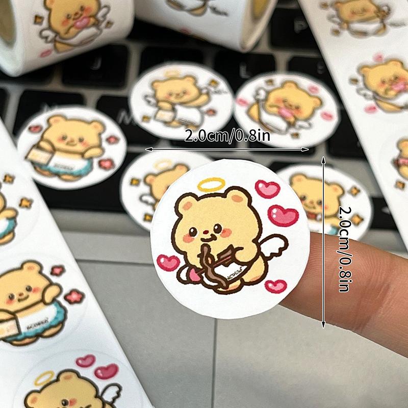 500Pcs/Roll Cartoon Butter Bear Stickers Kawaii Bear Diy Pvc Laptop Decals Decoration Sticker Kid Reward Gift Toy